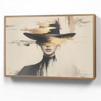 NÁSTĚNNÁ LAMPA S AKUMULÁTOREM Žena - klobouk - barva 100x70 cm - krémová, kompozitní dřevo (100/70/8cm) - OnlyWow