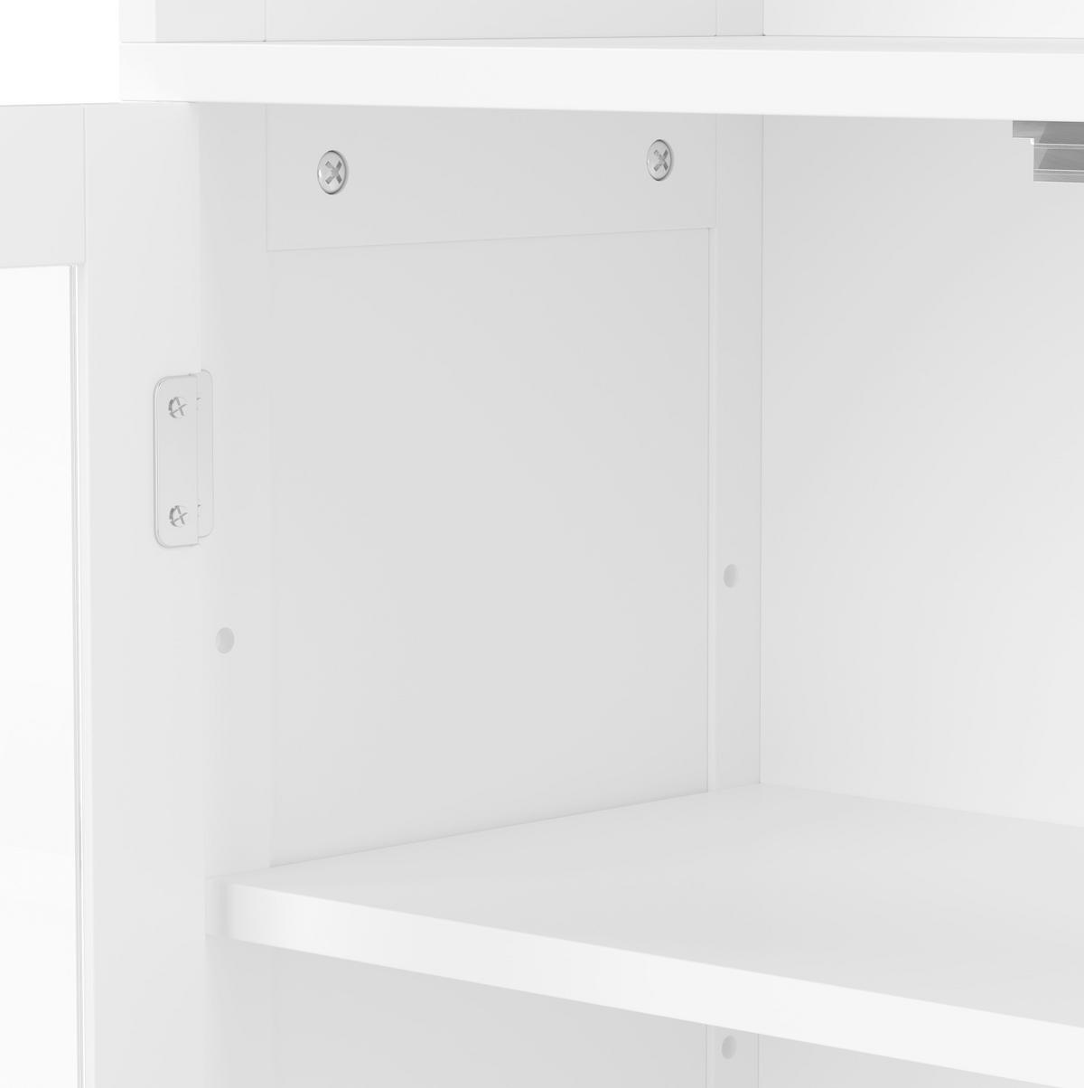 HIGHBOARD 57,5/28,5/160 cm in Weiß mit Glastüren und offenen Fächern - Weiß, Holzwerkstoff (57.4/160/28.5cm) - BEAOK