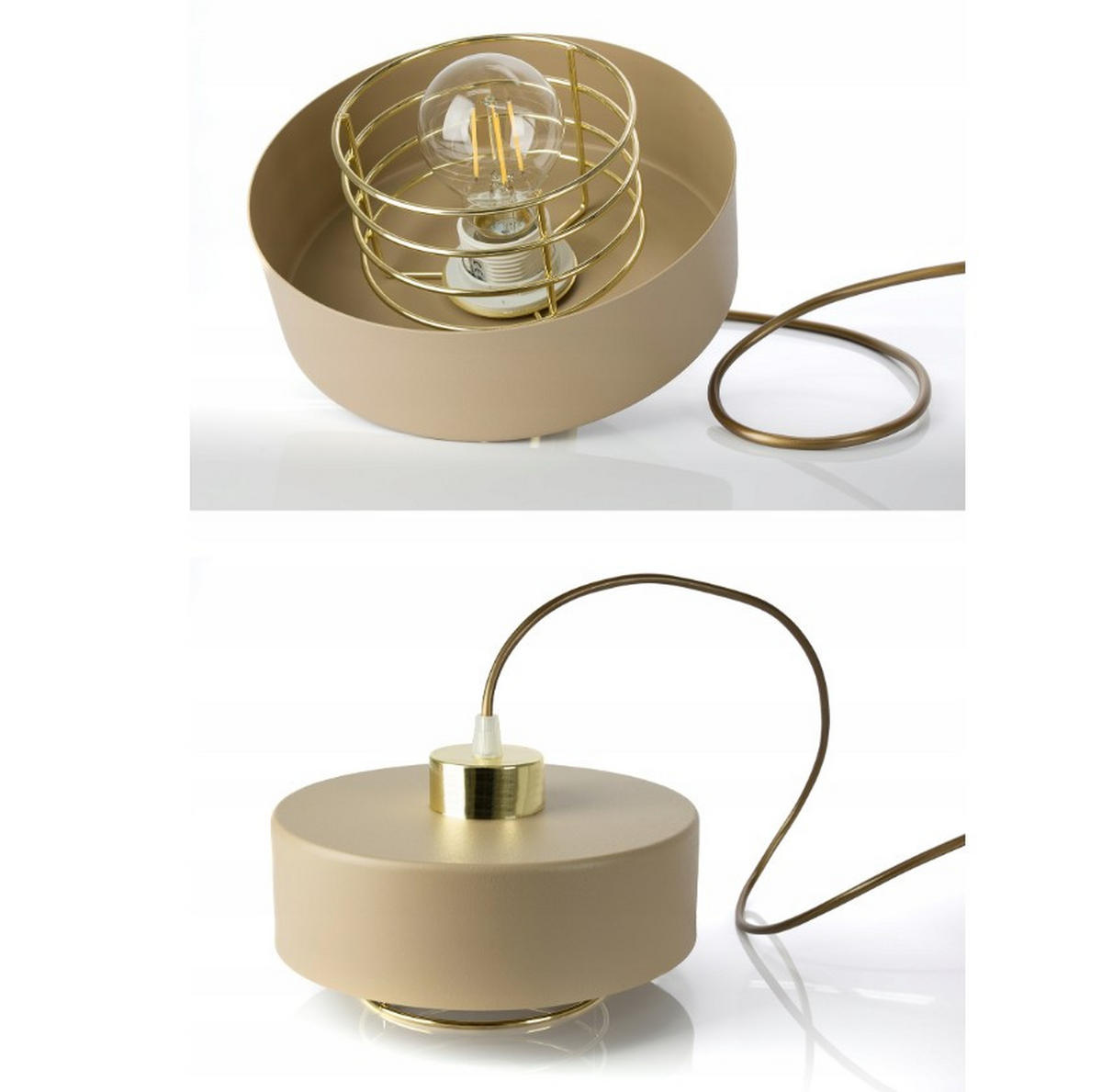 PENDELLEUCHTE ECRU - Beige/Goldfarben, Metall (35/35/100cm) - kiki design