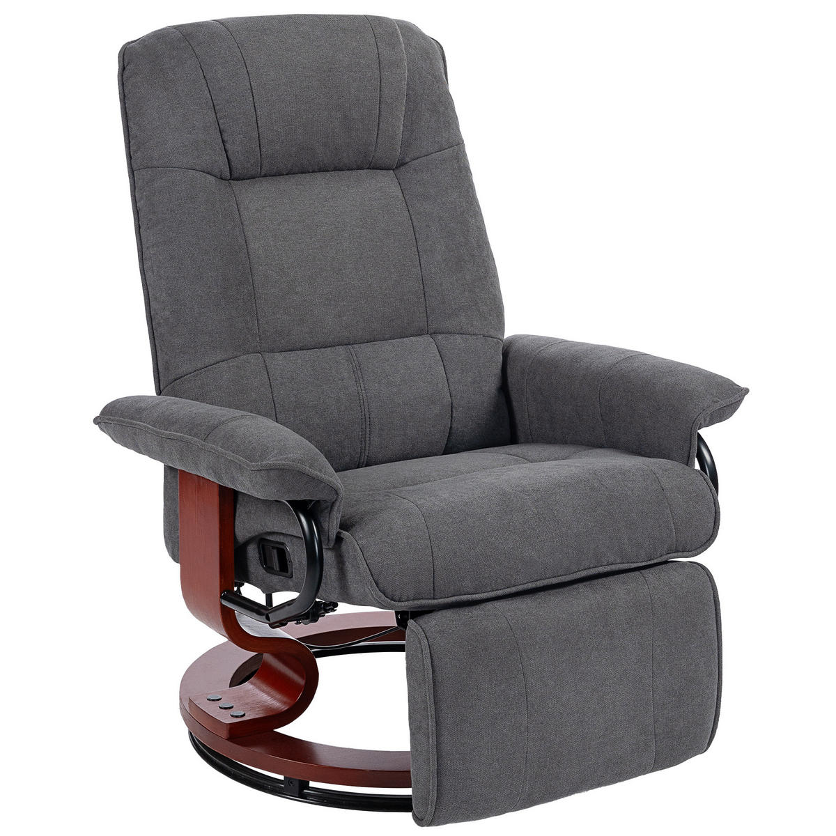 RELAXSESSEL,360° schwenkbar Leinenoptik Holzfuß Fußstütze,grau - Grau, Textil (87/100/78cm) - Vallsero