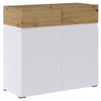 KOMMODE Rimini weiß / Eiche Artisan 90 / 40 / 86cm - Eichefarben/Weiß, Holz/Holzwerkstoff (90/86/40cm) - Feldmann-Wohnen