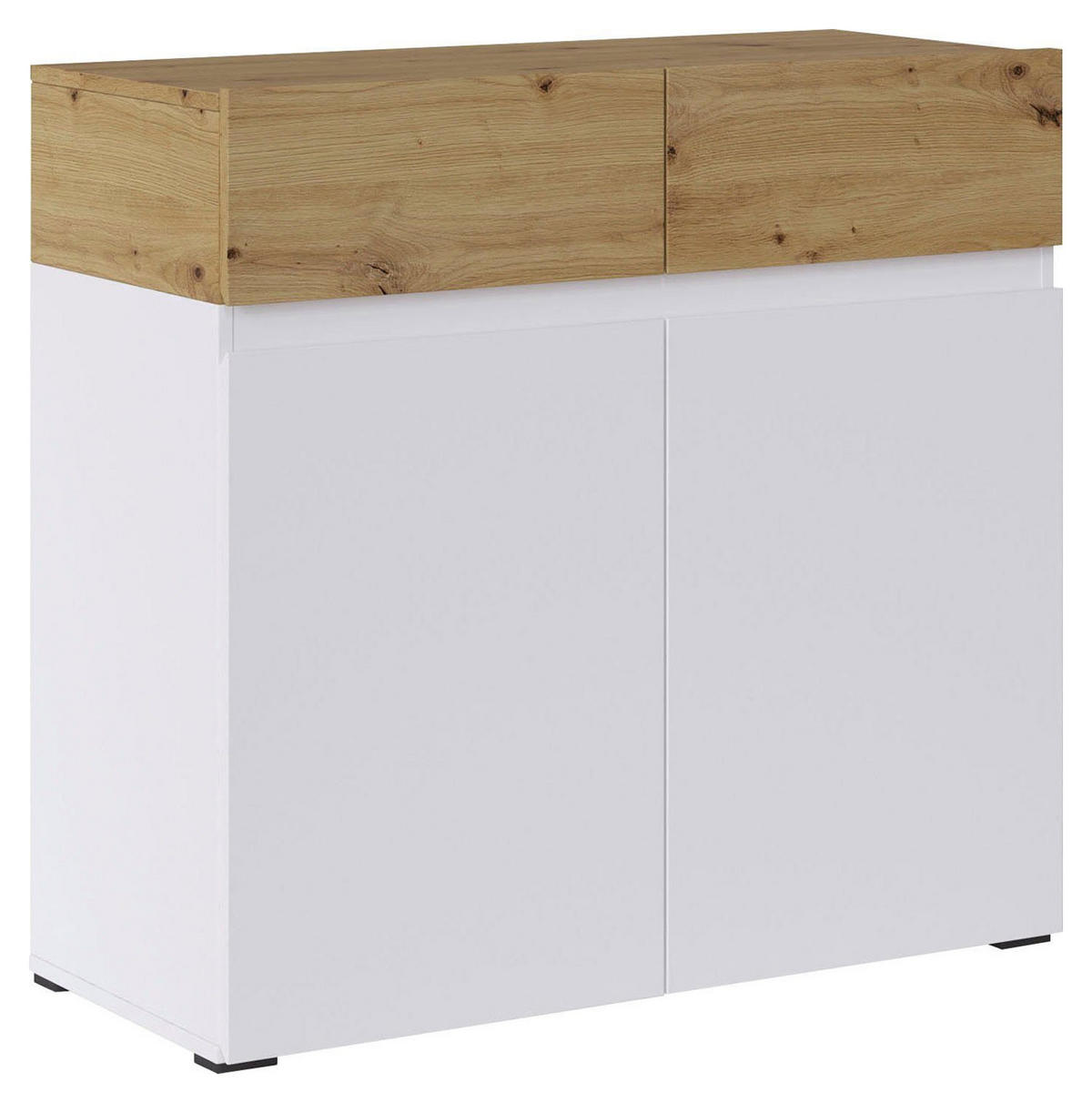 KOMMODE Rimini weiß / Eiche Artisan 90 / 40 / 86cm - Eichefarben/Weiß, Holz/Holzwerkstoff (90/86/40cm) - Feldmann-Wohnen