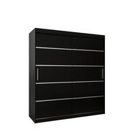 SCHWEBETÜRENSCHRANK 200/180/62 2-türig - Silberfarben/Schwarz, Holz/Kunststoff (180/200/62cm) - MÖBEL KRYSPOL
