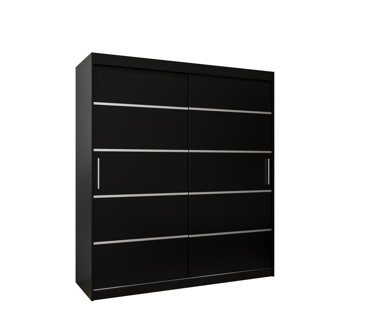 SCHWEBETÜRENSCHRANK 200/180/62 2-türig - Silberfarben/Schwarz, Holz/Kunststoff (180/200/62cm) - MÖBEL KRYSPOL