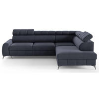 ECKSOFA London Dunkelgrau Velours - Dunkelgrau/Schwarz, Textil/Metall (203/274cm) - Selsey