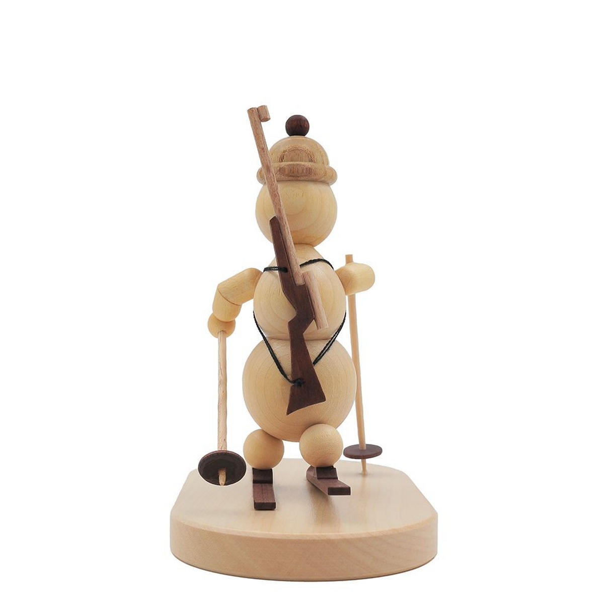 HOLZFIGUR Schneemann laufender Biathlet auf Sockel 12 cm - Multicolor, Holz (13/12/0.1cm)