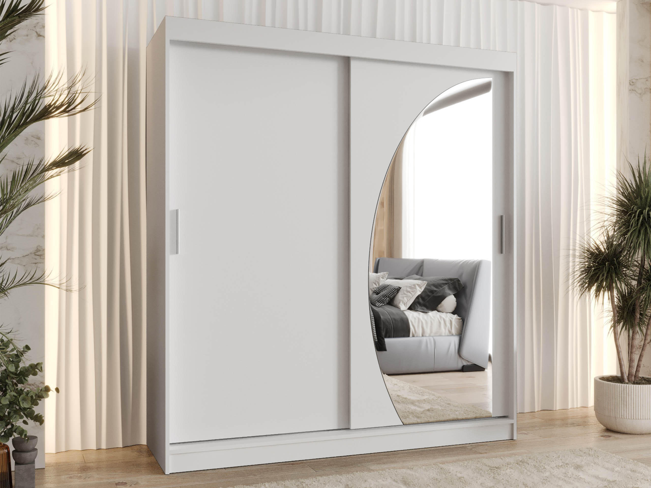 SCHWEBETÜRENSCHRANK Wika 180 cm mit Schubladen - Silberfarben/Weiß, Holzwerkstoff/Kunststoff (180/200/62cm) - MIRJAN24