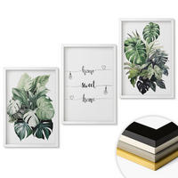WANDBILDER 3er-Set - 40x60 cm Weißer Rahmen - Aquarell-Monstera-Blätter - Weiß, Kunststoff (40/60cm) - ArtPrintCave