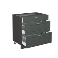 KÜCHENUNTERSCHRANK Fame-Line Grün-Gold Landhaus 80 cm mit 3 Schubladen AP Eiche - Anthrazit/Grün, Holzwerkstoff (80/82/60cm) - Vicco