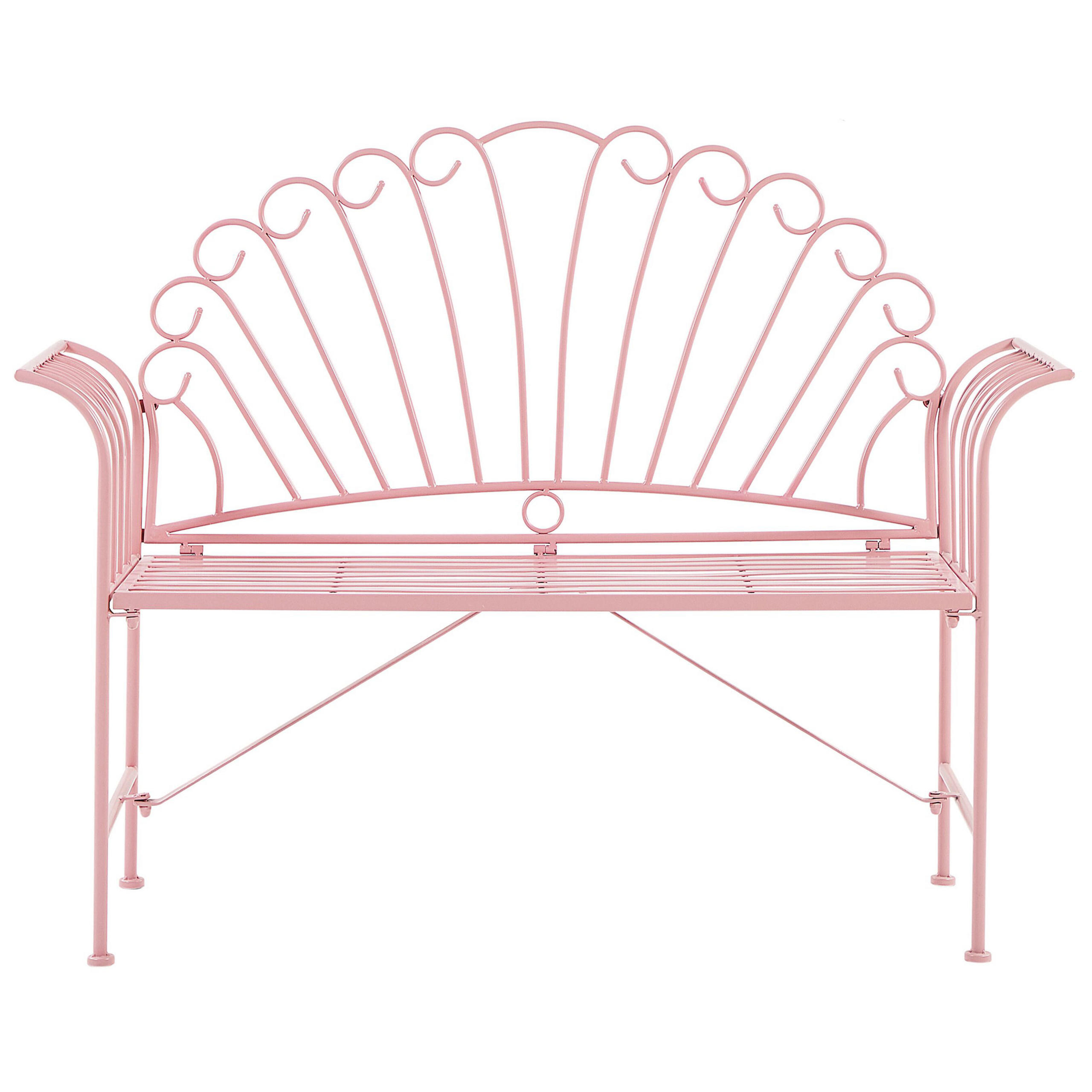 GARTENBANK Metall 2-Sitzer rosa 125 cm Cavinia - Rosa, Metall (125/97/46cm) - Beliani