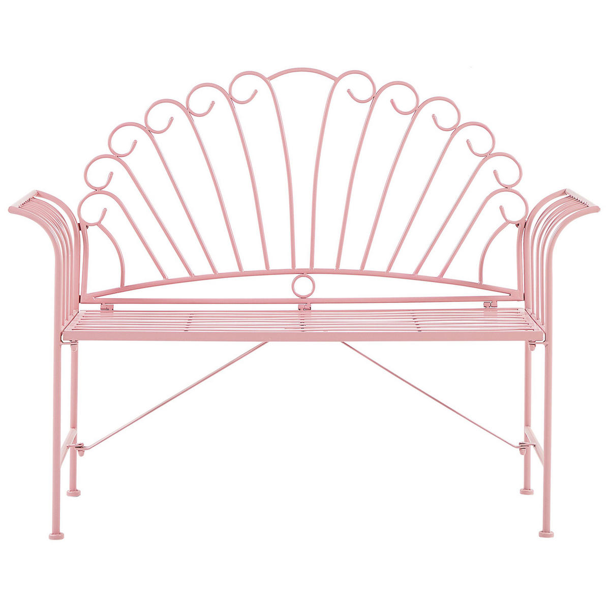 BALKONSET 2-Sitzer rosa Metall Bank mit Beistelltisch Cavinia - Pink, Metall - Beliani