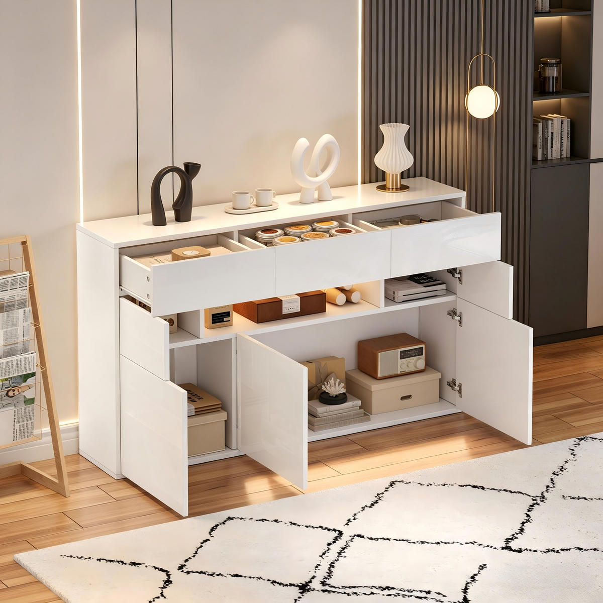 SIDEBOARD Weiß 140/30/82 cm - Weiß, Holzwerkstoff (140/82/30cm) - PANGIVO
