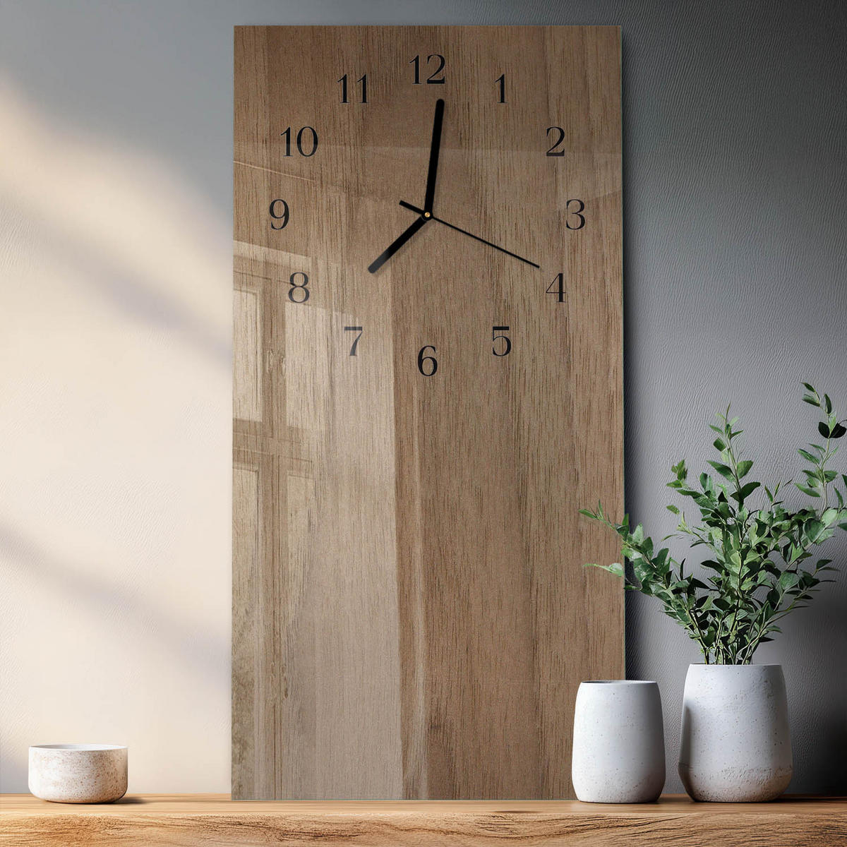 WANDUHR 60x30 cm - Chili-Feuer - Braun, Glas (30/60/0.4cm) - TULUP