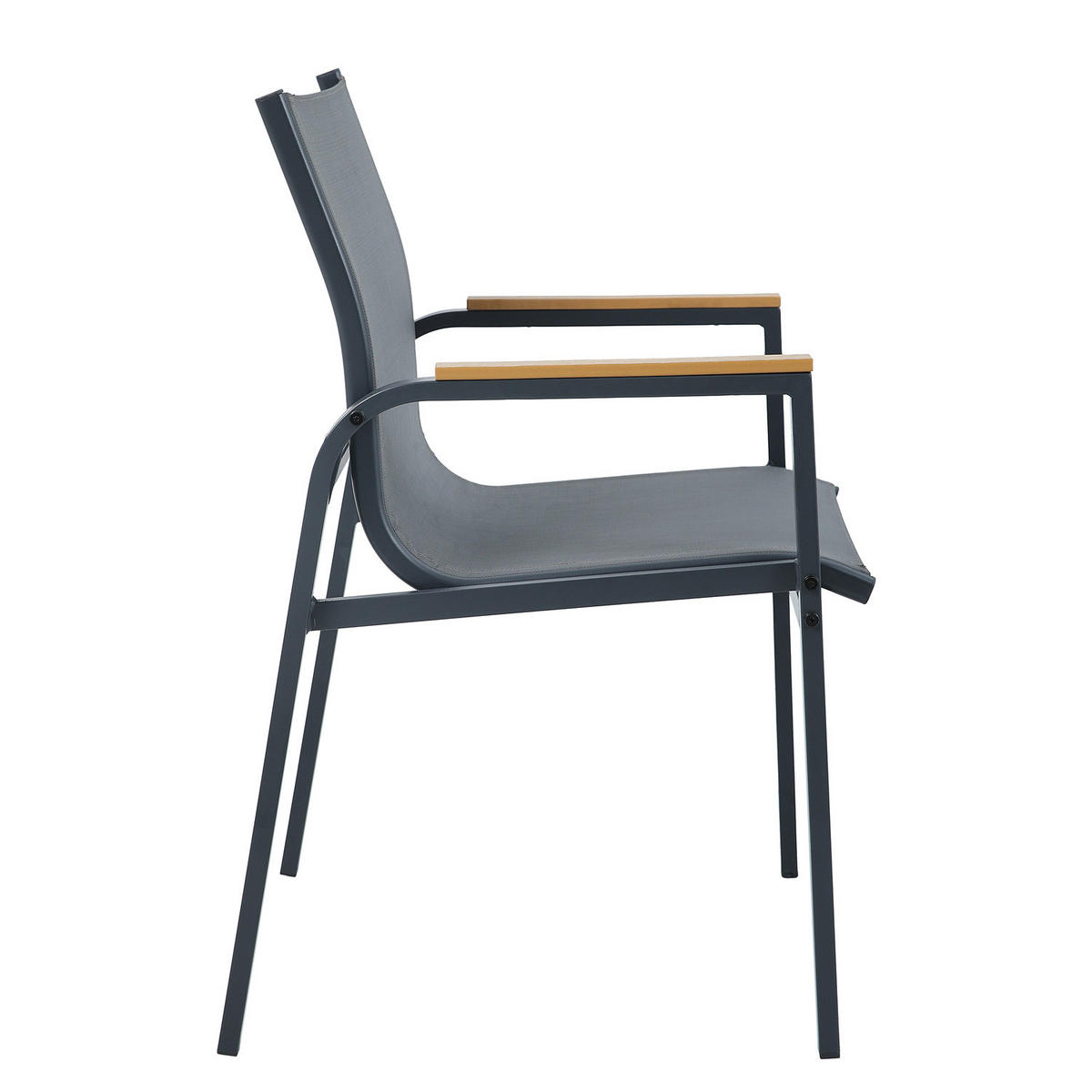 GARTENSTUHL - 2er-Set - Stahl / Olefin - Anthrazit, Textil/Metall (57/91/64cm) - home24