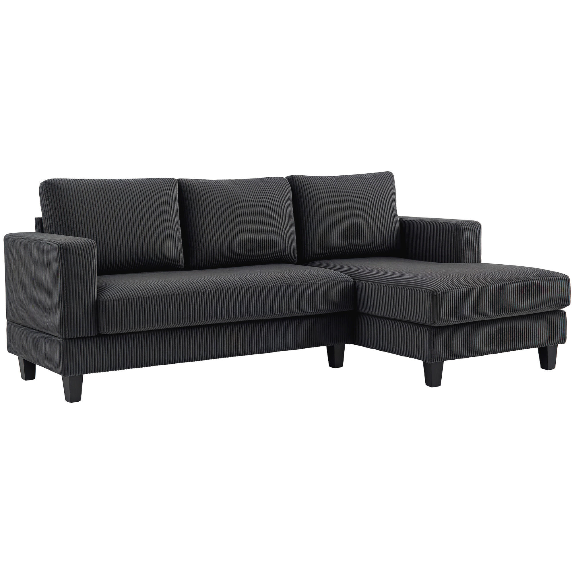 ECKSOFA Couch mit Chaiselongue Sofa L Form Gepolsterte Eckcouch mit Cord-Optik - Dunkelgrau, Kunststoff (134/214cm) - HOMCOM