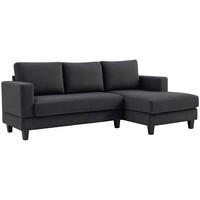 ECKSOFA Couch mit Chaiselongue 3 Sitzer Sofa L Form, 214 x 134 x 87 cm Dunkelgrau - Dunkelgrau, Kunststoff (214/134cm) - HOMCOM