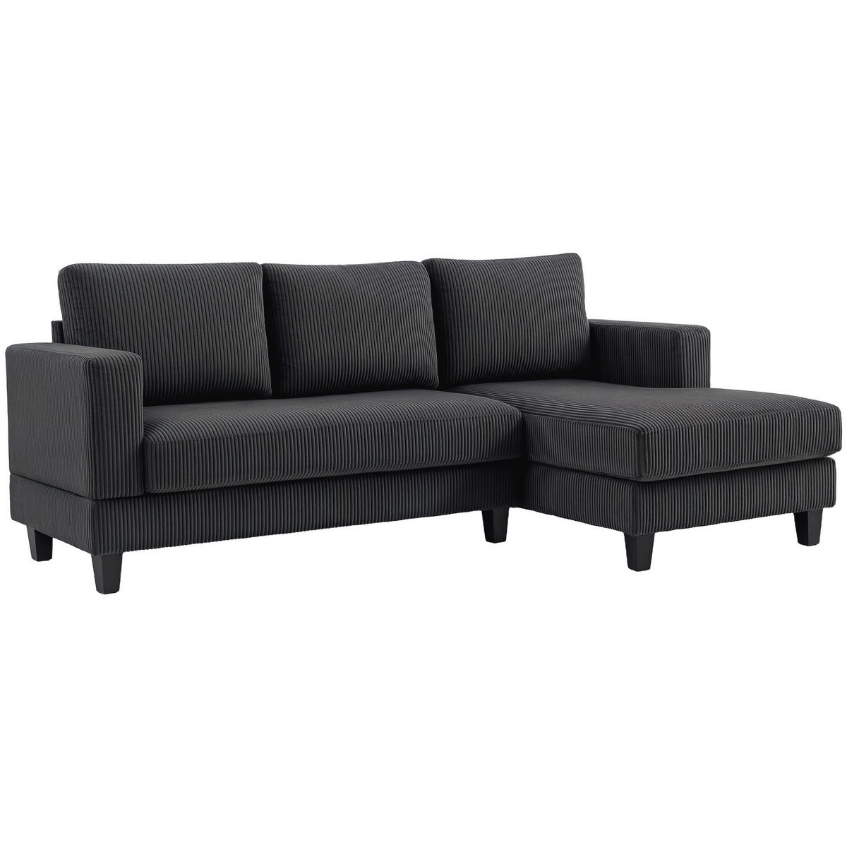 ECKSOFA Couch mit Chaiselongue 3 Sitzer Sofa L Form, 214 x 134 x 87 cm Dunkelgrau - Dunkelgrau, Kunststoff (214/134cm) - HOMCOM