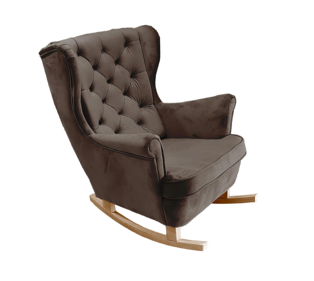 SCHAUKELSESSEL mit gepolstertem Sitz und Armlehnen, 102x81x95 cm, Braun_29844 - Buchefarben/Graphitfarben, Holz/Textil (81/102/95cm) - DomoHome