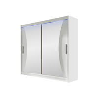 KLEIDERSCHRANK London V, mit RGB LED Beleuchtung - Silberfarben/Weiß, Holzwerkstoff/Kunststoff (180/215/58cm) - MIRJAN24