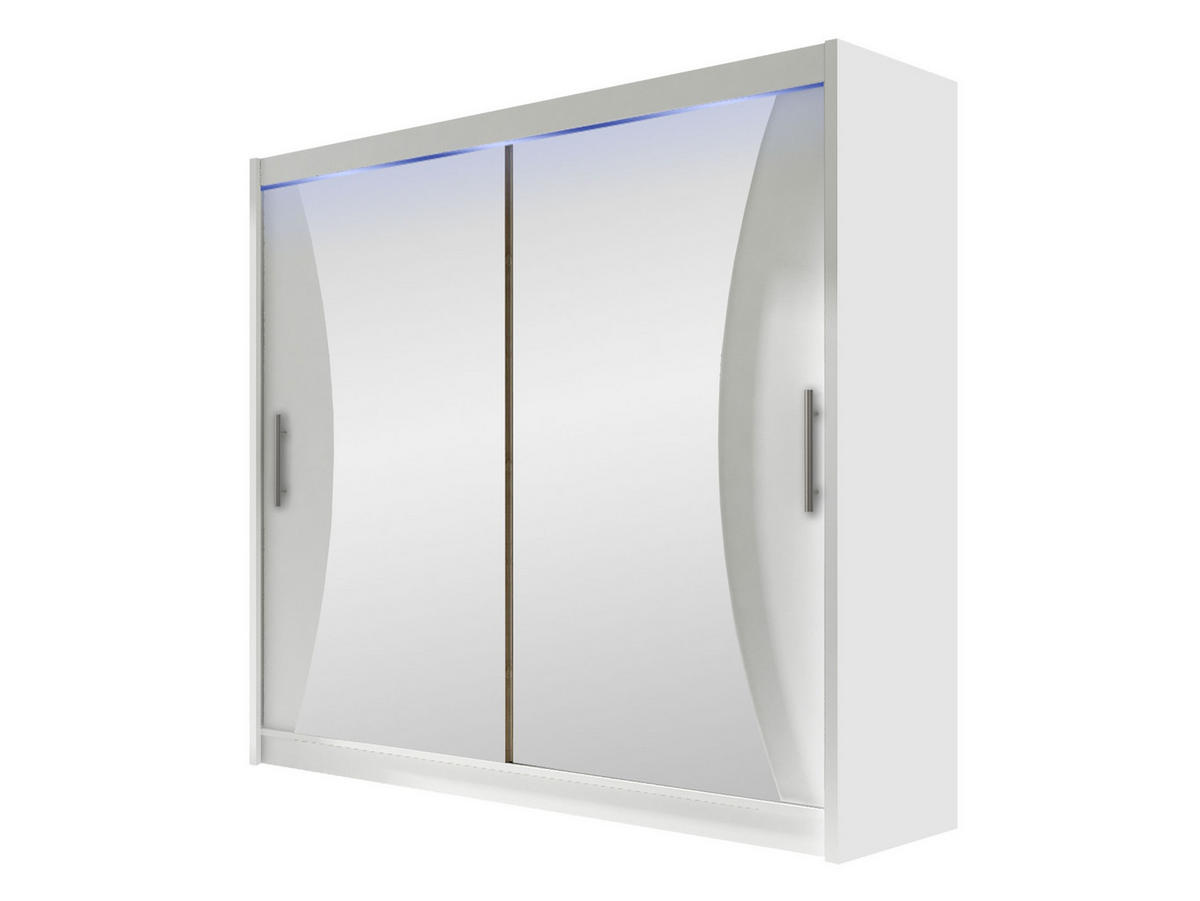 KLEIDERSCHRANK London V, mit RGB LED Beleuchtung - Silberfarben/Weiß, Holzwerkstoff/Kunststoff (180/215/58cm) - MIRJAN24