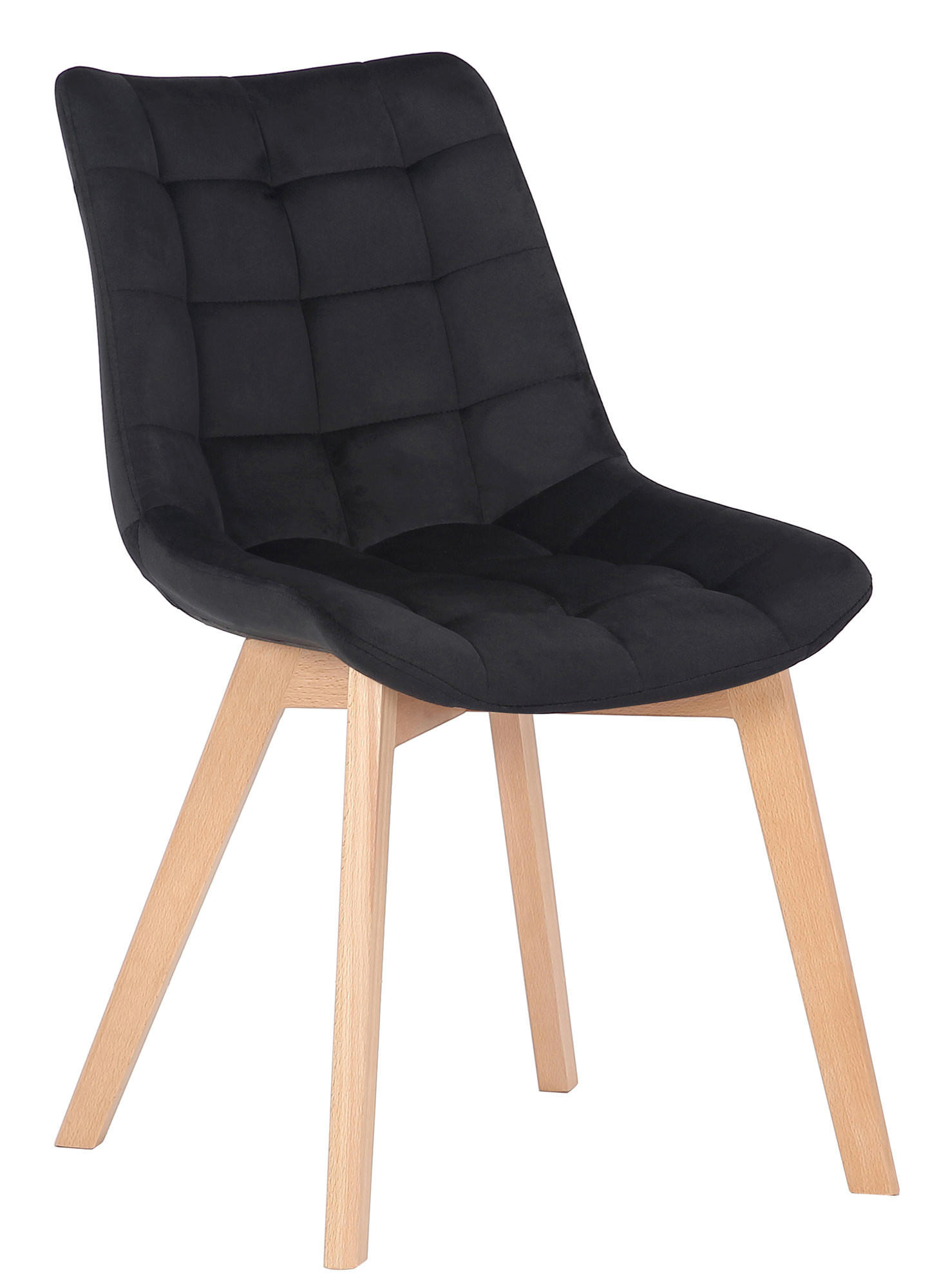 STUHL Samt Schwarz - Eukalyptusholzfarben/Schwarz, Holz/Textil (46/82/61cm) - CLP