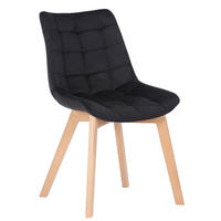 STUHL Samt Schwarz - Eukalyptusholzfarben/Schwarz, Holz/Textil (46/82/61cm) - CLP