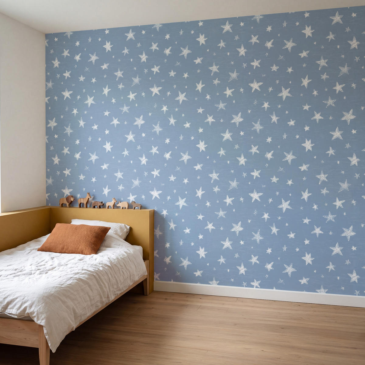 KINDERTAPETE - Sterne - Muster - Blau - 260x200 cm - Hellblau, Papier (260/200cm) - OnlyWow