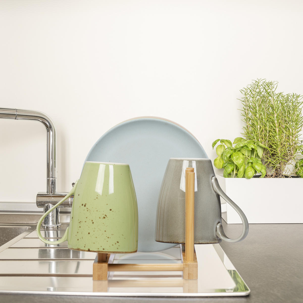 TELLERSTÄNDER - Hellbraun, Holz (12.5/12/40cm) - Relaxdays