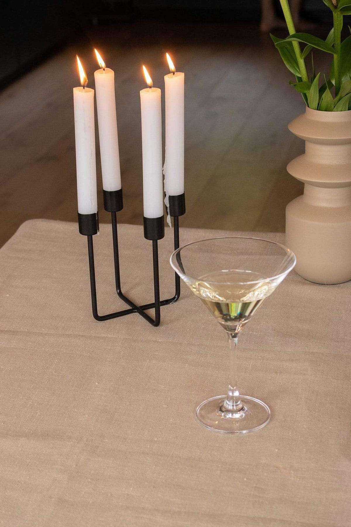 KERZENSTÄNDER Quattra aus Eisen in Schwarz 12,5/14,5 cm - Schwarz, Metall (12.5/14.5/12.5cm) - LaLe Living