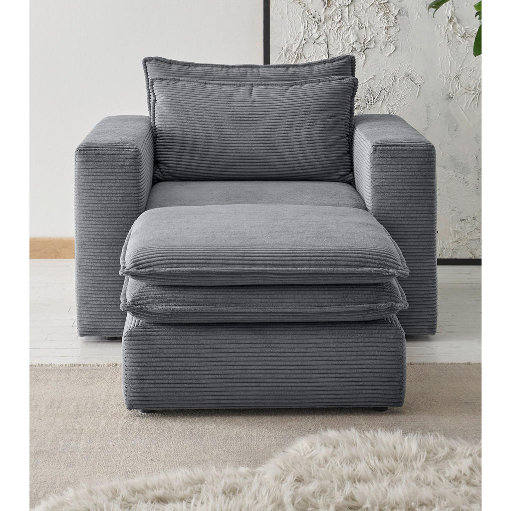 Thumbnail - Furn.Design Loveseat, Grau, Holz, Textil, Nachbildung, 110x83x161 cm, Wohnzimmer, Sessel, Polstersessel