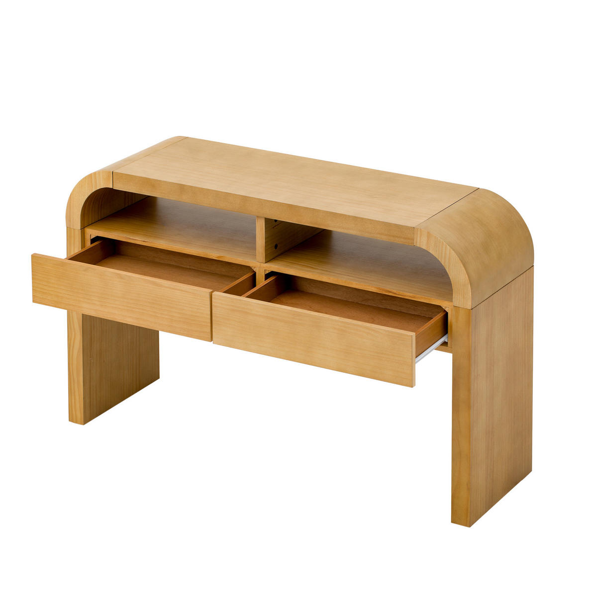 KONZOLOVÝ stôl 120/35,5/76,5 cm prírodný, MDF, so zásuvkami a nastaviteľnými nožičkami - prírodná farba, kompozitné drevo (120/35.5/76.5cm) - BEAOK