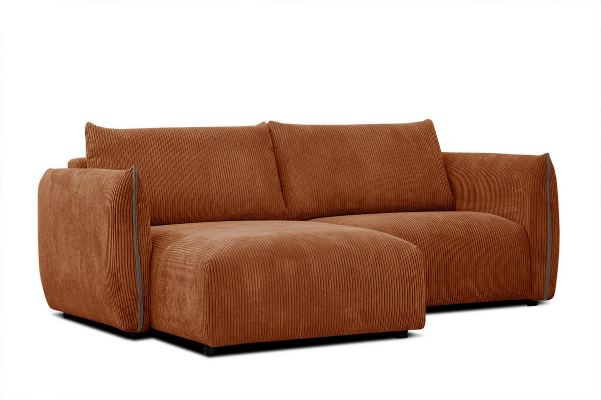 ECKSOFA TAUER 3-Sitzer, orange - Schwarz/Orange, Holzwerkstoff/Kunststoff (173/206cm) - Courtois Laville