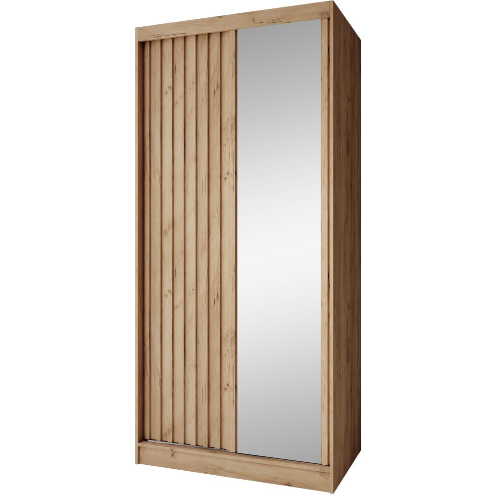 SCHWEBETÜRENSCHRANK Donatello 100/205/60 2-türig eiche Artisan mit Spiegel - Eiche Artisan, Holzwerkstoff (100/205/60cm) - Beautysofa