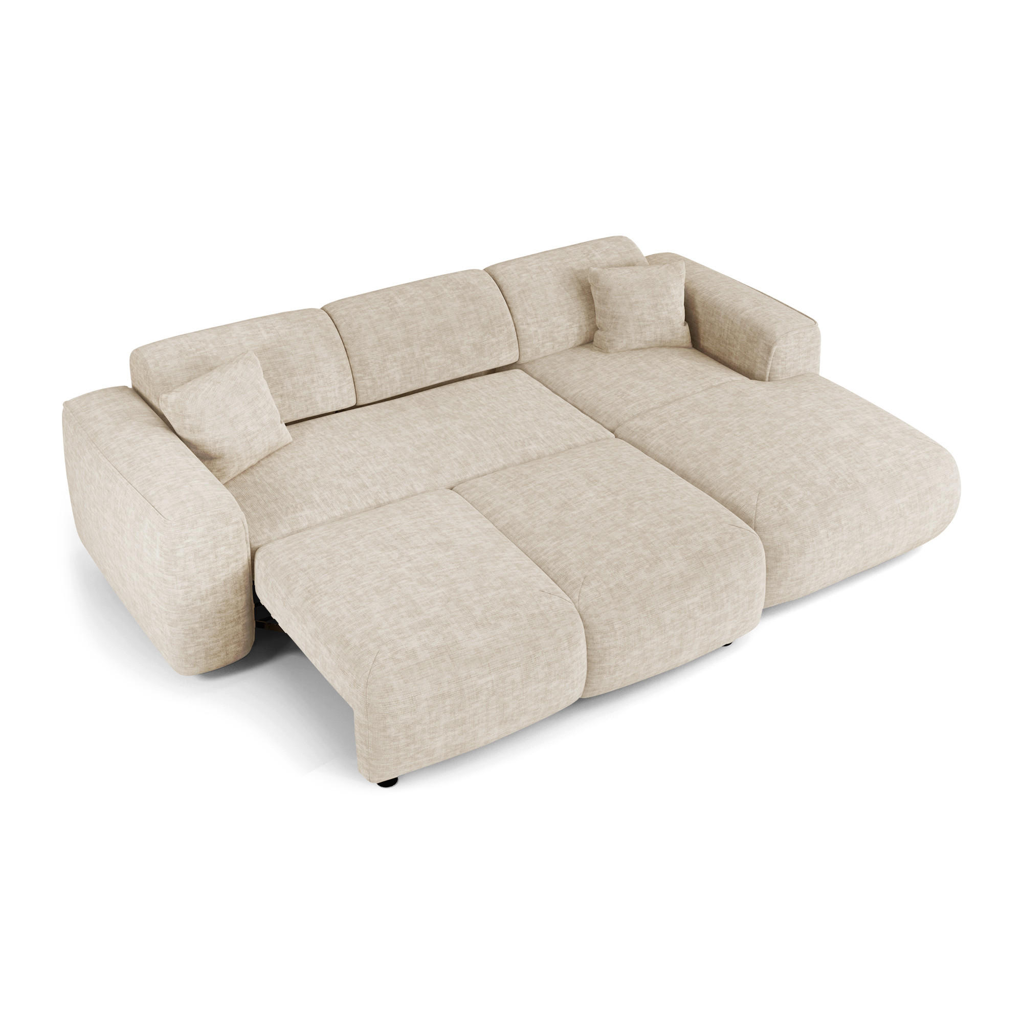 ECKSCHLAFSOFA Texturierter Samt Beige 283cm - Beige, Textil (283/180cm) - Sia Home