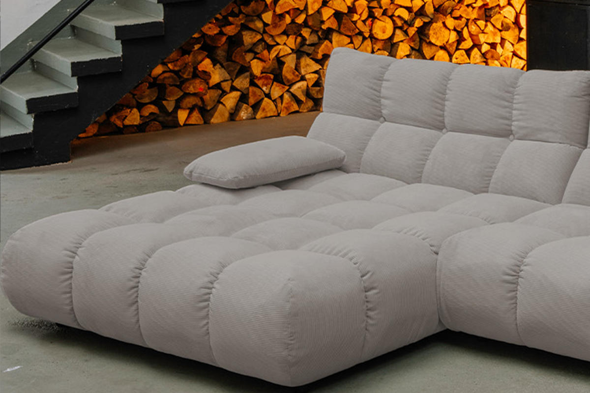 ECKSOFA VIVIEN Grau Cord - Schwarz/Grau, Kunststoff/Textil (290/178cm) - KAWOLA