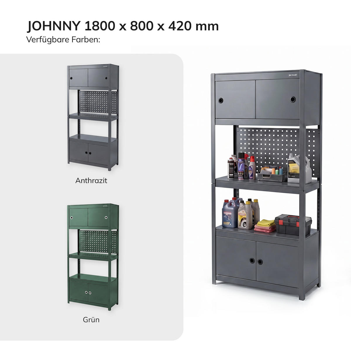 METALLREGAL JOHNNY - Anthrazit, Metall (80/180/42cm) - Jan Nowak