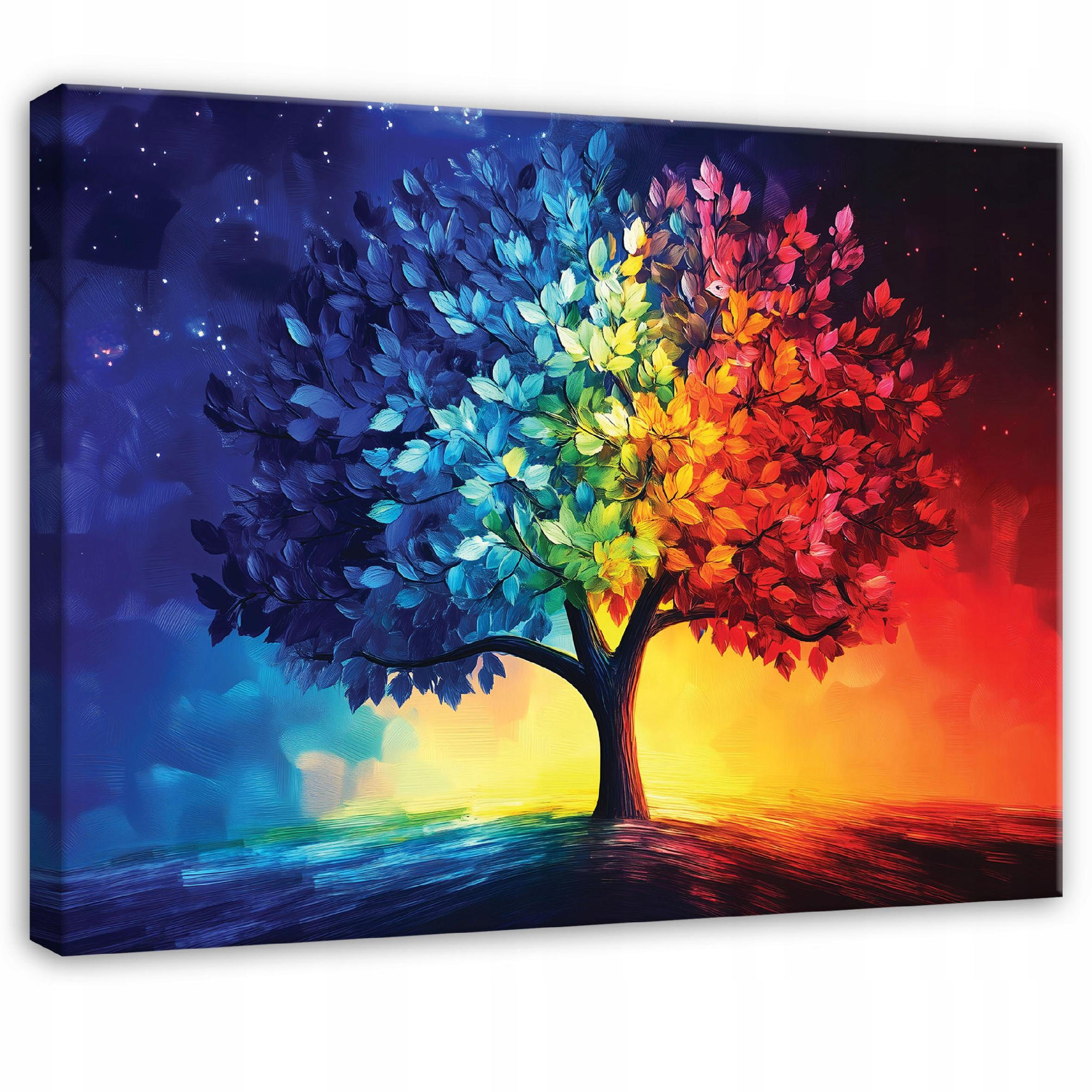 BILDER Abstrakt Baum Bunt Modern Wohnzimmer 100x70 - Multicolor, Holzwerkstoff (100/70cm) - Wallarena