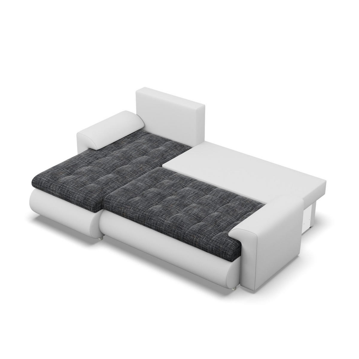 ECKSOFA LINKS MIT SCHLAFFUNKTION FORESTA, Schwarz + Grau - Schwarz/Grau, Textil (230/159cm) - Mebligo