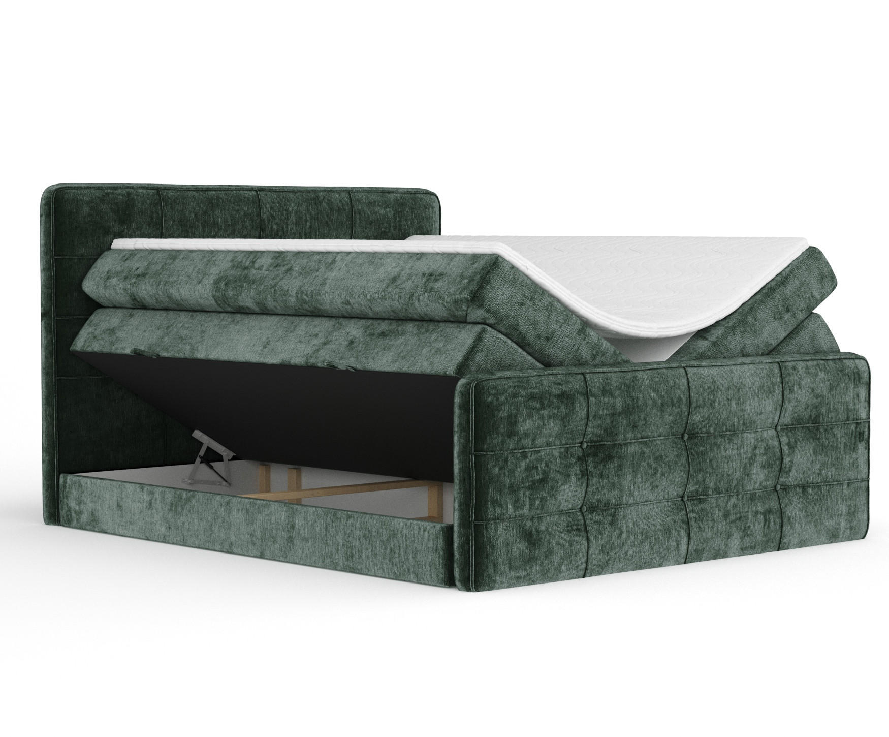 BOXSPRINGBETT Semplice Grün 140/200 cm - Schwarz/Grün, Holz/Holzwerkstoff (140/200cm) - Maison de Reve