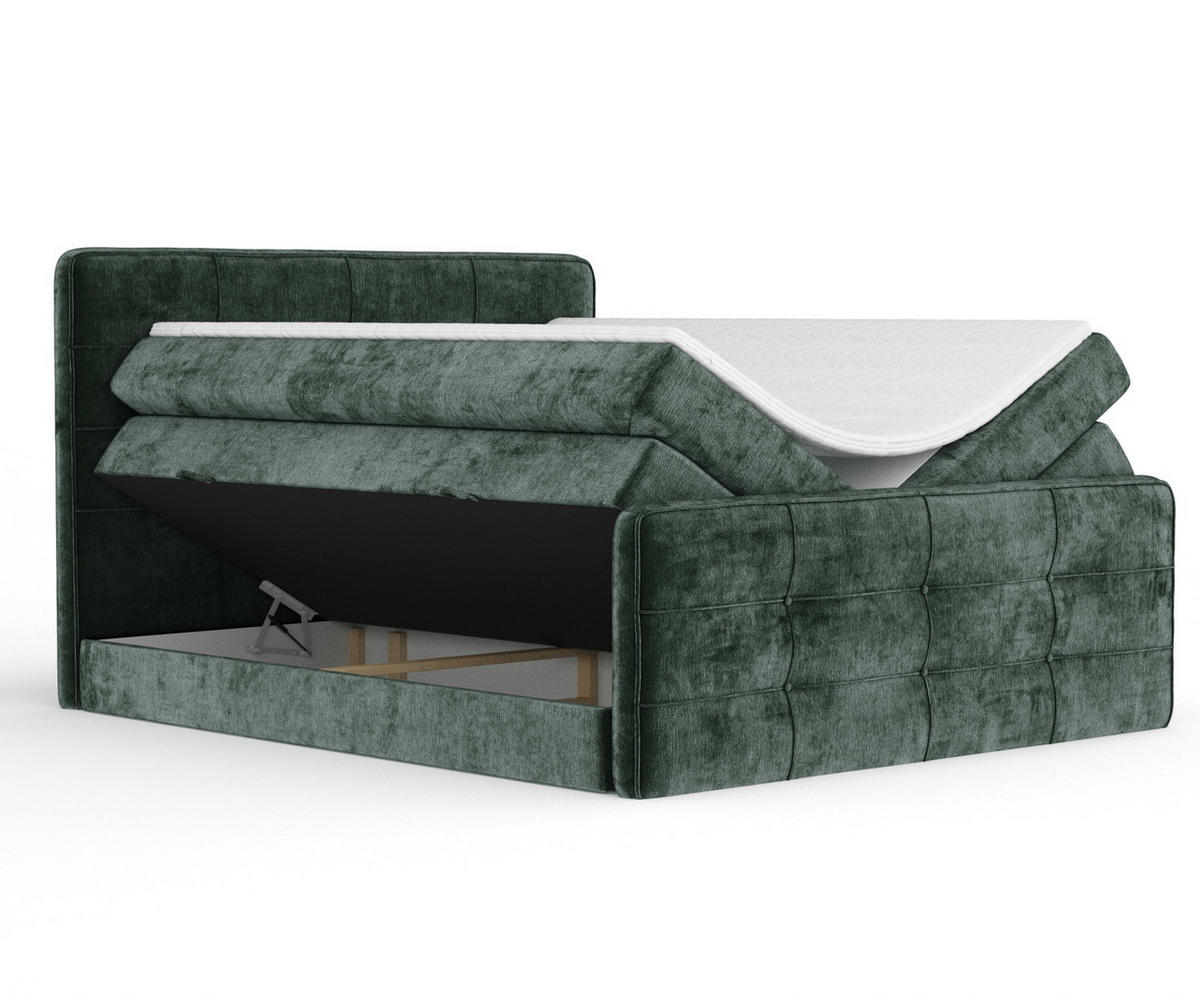 BOXSPRINGBETT Semplice Grün 140/200 cm - Schwarz/Grün, Holz/Holzwerkstoff (140/200cm) - Maison de Reve