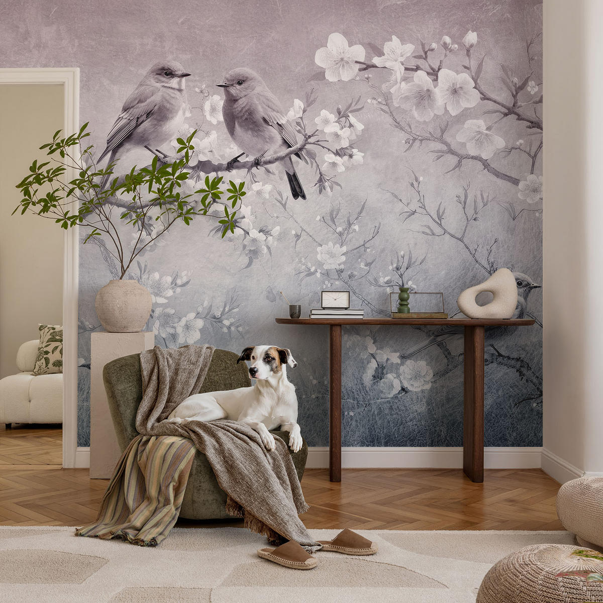 FOTOTAPETE 104x70 cm - Subtile Natur - Grau, Textil (104/70cm) - Wallfluent