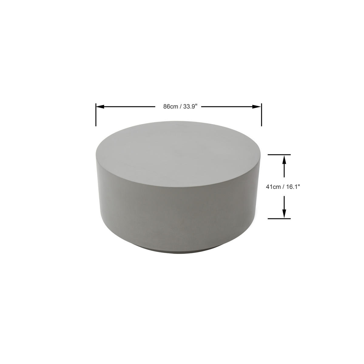 COUCHTISCH ROME Rund Mittel aus Beton 86 x 86 x 41 cm - Grau, Naturmaterialien (86/86/41cm) - Elementi