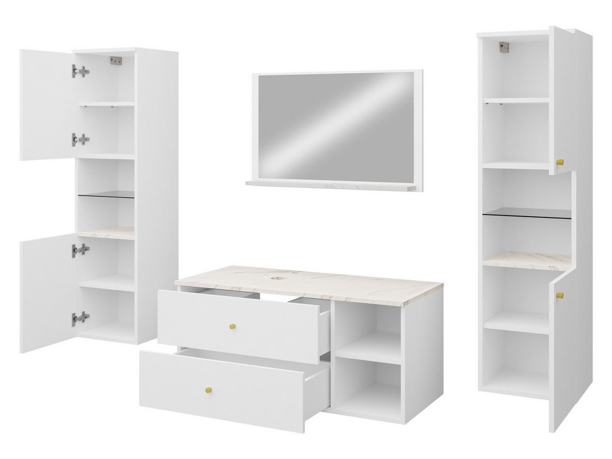 BADMÖBEL-SET Kertos III - Goldfarben/Braun, Holzwerkstoff/Metall (100/57/45cm) - MIRJAN24