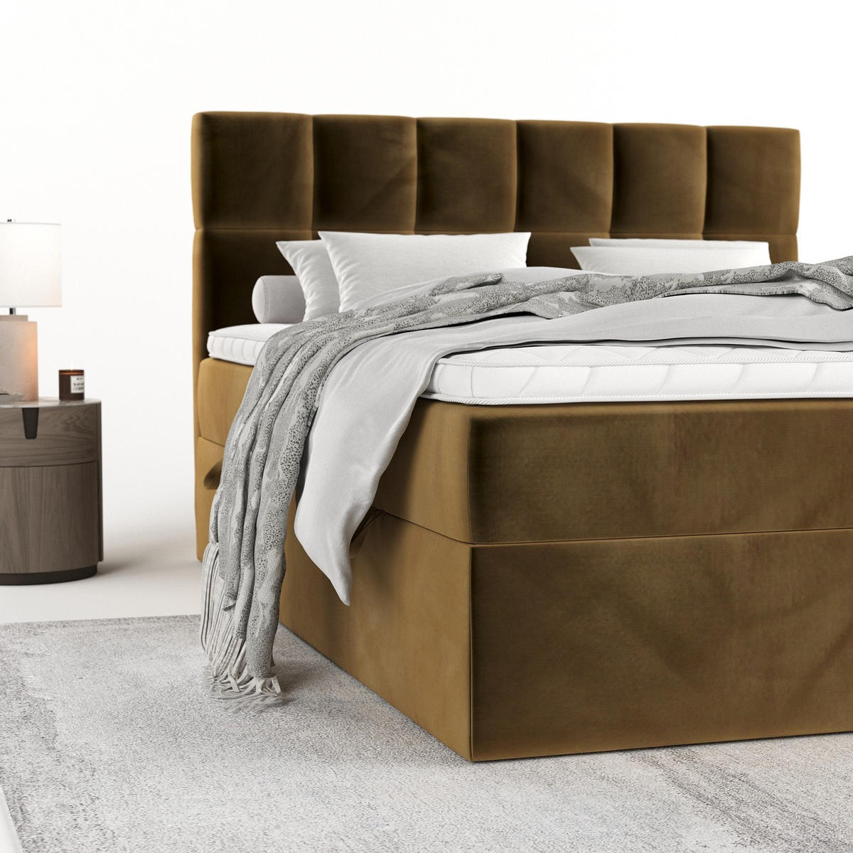 POSTEL BOXSPRING VARENO 180/200 Medově žlutá - černá/med, kov/dřevo (180/200cm) - AltaBeds