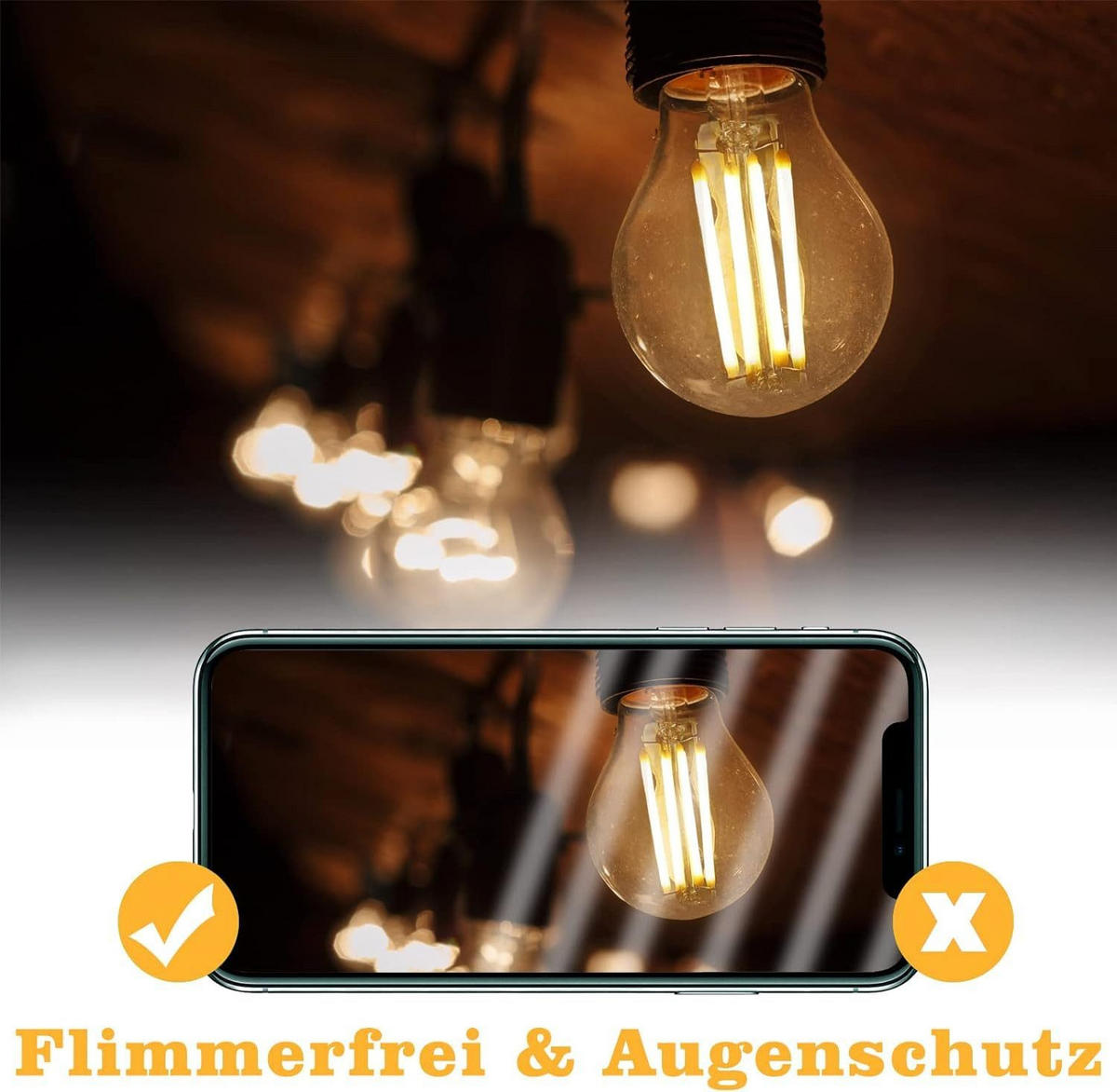 LED žárovky E27 4W (sada 6 ks) - průhledná, sklo (4.5/7.6cm) - Nettlife
