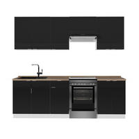 KÜCHENZEILE Fame-Line, Schwarz gestreift/Weiß, 240 cm, AP Eiche - Schwarz/Weiß, Holzwerkstoff (240/81.6/60cm) - Vicco