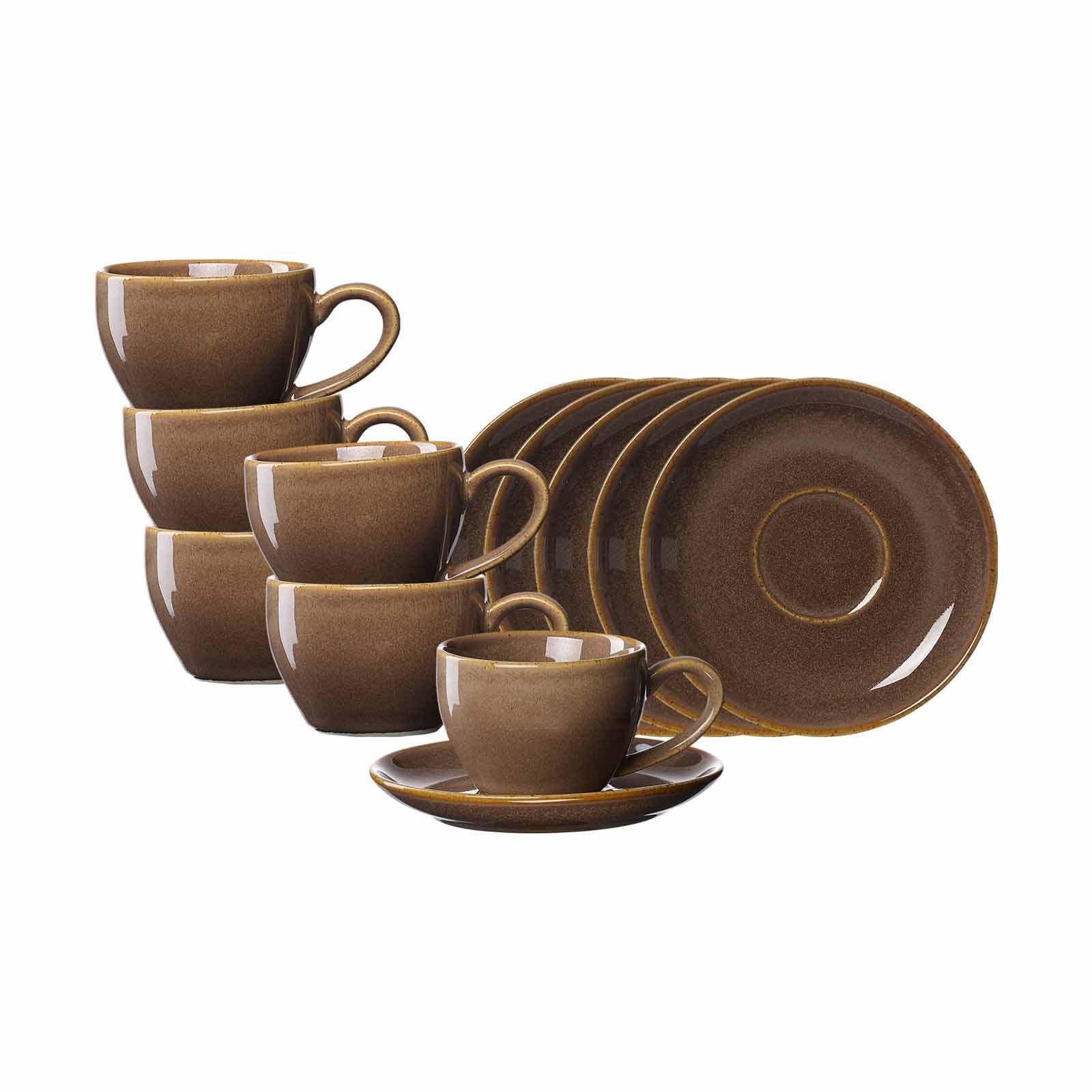 ESPRESSOTASSEN MIT UNTERTASSEN Sahara Dunkelbraun 100 ml 6er Set - Dunkelbraun, Keramik (11.5/7/11.5cm) - Ritzenhoff Breker