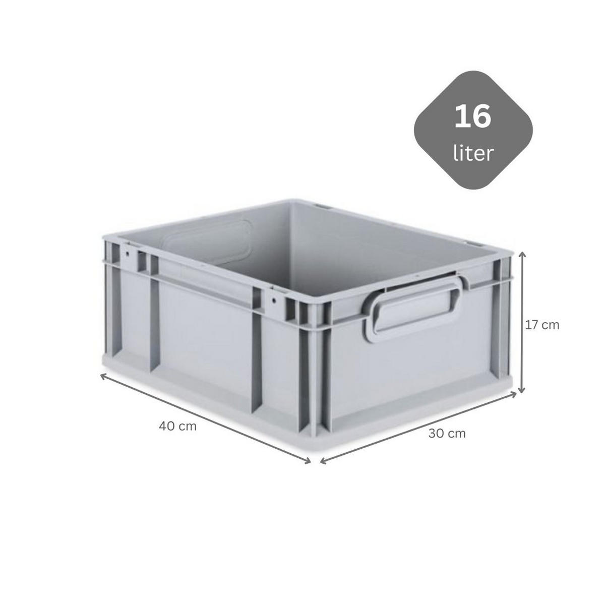EUROBOX 5x Nextgen Economy Mit Scharnierdeckel Grau/BlauGriffe Geschlossen 16 Liter - Blau, Kunststoff (30/17/40cm) - PROREGAL