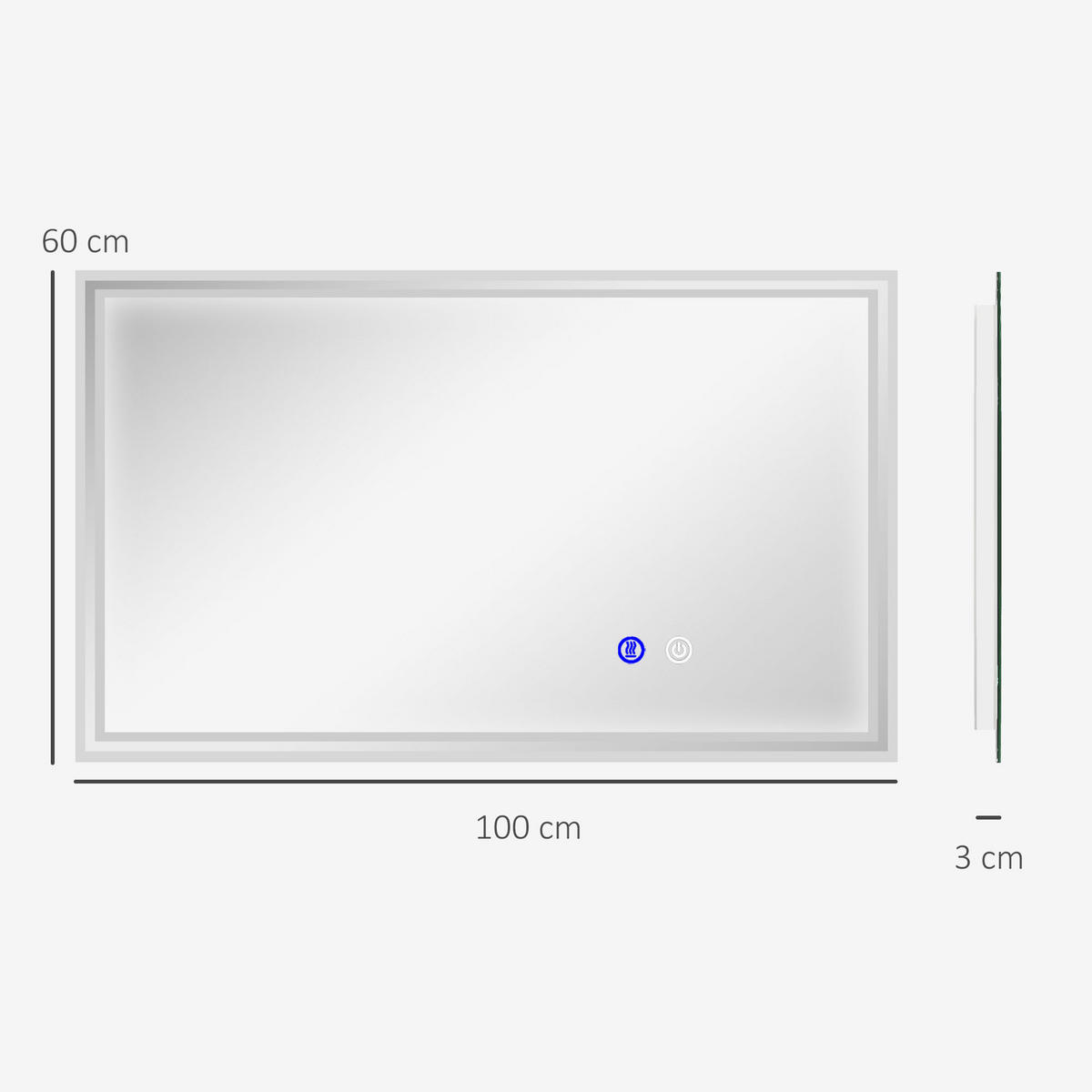 BADEZIMMERSPIEGEL DE-15137 horizontal oder vertikal montierbar Silber - Transparent, Metall (60/4/100cm) - ComfortXL