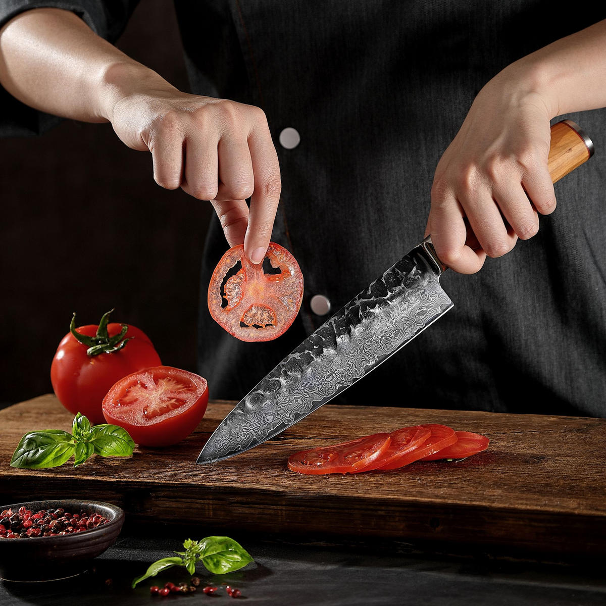 CHEFMESSER 20 cm - Braun, Holz/Metall (33cm) - Wakoli